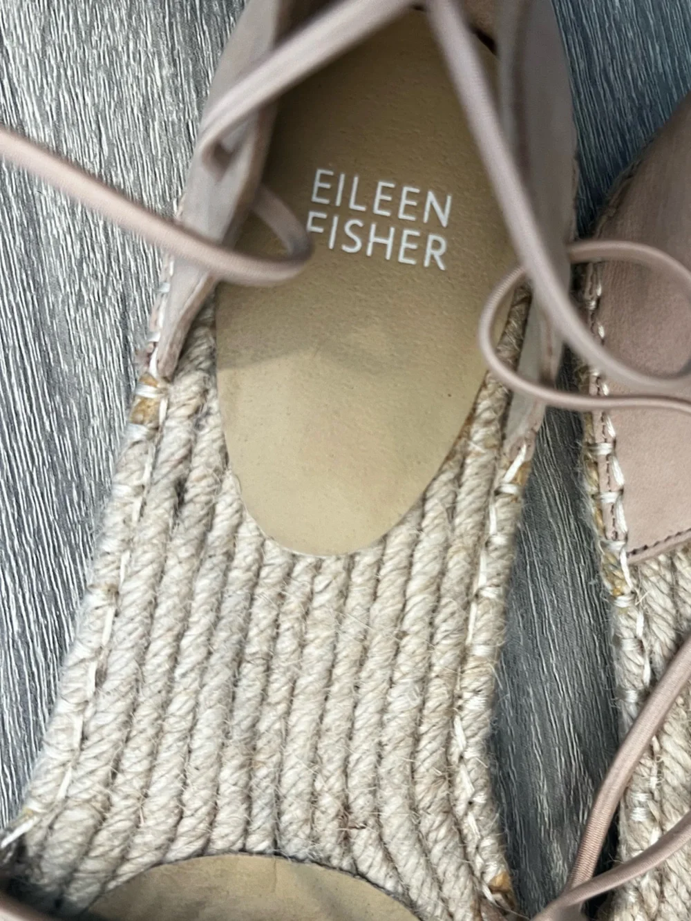 Eileen Fisher Lee D'Orsay Flat Espadrille Sandals Tan Leather- Size 9